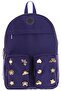 Fancy Girl's Navy Blue Five-Eye School Backpack with Metal Accessories - K1833 - 2