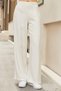 Women's Silky Textured Modal High Waist Side Pockets Elastic Back Wide Leg Loose Palazzo Pants-Cream - 3