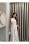 Cream Tie-Detail Waist Slit Dress - 6