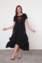 Women's Black Embroidery Detailed Pocketed Shalwar Dress Hzl25S-Vm10361