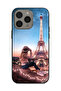 غطاء حماية لهاتف Apple iPhone 15 Pro Max بتصميم فتاة القبعة وبرج إيفل