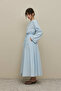 Gathered Wide Voile Skirt Light Blue - 4