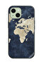 Protective Case Cover For Apple iPhone 15 Map On Jeans Pattern