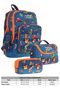 Triple Primary School 1.2.3.4. Classroom School Bag Set - Navy Blue Orange - Men - with Silicone Accessories - 2