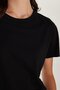 Women's Relax Fit Modal Fabric Basic Crew Neck Black T-Shirt Blouse - 4