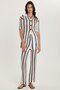 Women's Standard Fit Short Sleeve V Neck Button down Knitted Detail Suit - 2