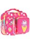 Girl's Red Ice Cream Patterned Thermo Three Compartment (Water Bottle Pocket) School Lunchbox L7227