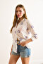 Women's Purple White Embroidered Oval Patterned Fisto Shirt Gml-19001365 - 4