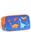 Kids Orange Blue, Dinosaurs Themed, Boys Three Compartment Pen Holder/Pencil Bag - L8278
