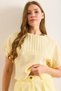 Women's Yellow Lace Detailed Crop Muslin Blouse Blz-19003056