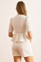 Women's White V-Neck Lace Detailed Textured Blouse Blz-19003049 - 2