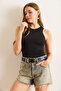 Women's Black White Crew Neck Sleeveless Lycra 2 Pack Cotton Blouse Blz-19002825 - 5