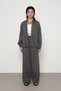 Women's Anthracite Color Judge Collar Shirt with Lace Detail on the Front and Sleeves - 4
