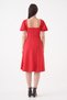 New Season Sleeve Detail Flexible Scuba Crepe Fabric Square Collar Midi Length Women's Evening Dress Graduation Dress 082 - 3