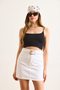 Women's White Pocketed Mini Denim Skirt Etk-19000338 - 5