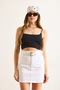 Women's White Pocketed Mini Denim Skirt Etk-19000338 - 4