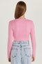 Women's Slim Fit Modal Fabric Cotton Crew Neck Pink Blouse - 5