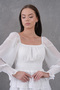 Skirt with Pleated Details, Belted Waist, Lined Chiffon Fabric, White Evening Dress 078 - 2