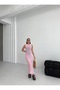 Body Fitting Slit Knitwear Beach Dress - Pink - 5