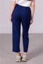 Women's Mid-Waist Trousers with Pockets - Navy Blue - 5