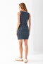 Women's Crew Neck Sleeveless Striped Dress Navy Blue White - 25880 - 8