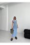 Perforated Body-Fitting Blue Knitwear Beach Dress - 7