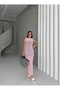 Perforated Body-Fitting Pink Knitwear Beach Dress - 3