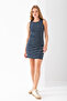 Women's Crew Neck Sleeveless Striped Dress Navy Blue White - 25880 - 6