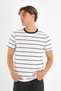 Striped Contrast Crew Neck T-Shirt - 3
