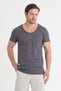 Men's V-Neck Straight-Cut Open Collar Basic T-Shirt - 2