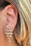 Steel Gold Hanging Shiny Stone Stylish Design Geometric Earrings
