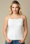 Women's White Thin Thread Strap Cotton Undershirt