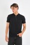 Men's T-Shirt with Zipper Collar Detail - 3