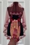 Burgundy Bridal Veil Set, Glass Beads and Pearls, Henna Night Veil Face Cover Set 6 Piece - 6