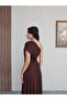 Draped Shawl Collar Long Dress - 4