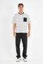 Crew Neck Striped T-Shirt with Pocket Detail - 2