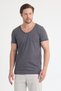Men's V-Neck Straight-Cut Open Collar Basic T-Shirt - 6