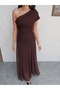Draped Shawl Collar Long Dress - 3