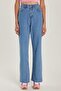 Women's Regular Fit Wide Leg Blue Jean Jeans with Pockets