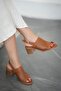 Vale Women's Genuine Leather Heeled Shoes Tan - 2
