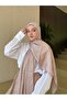 Silky Jacquard Shawl Stripe Pattern - Cream - 2