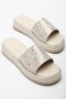 Women's Wedge Heeled Slippers Beige Thick Single Strap Stone Buckle Sole Wrapped