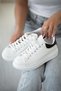 Queen Lace-Up Women's Leather Sports Shoes White Black - 4