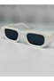 Unisex White Thick Rectangular Frame Sunglasses - 3