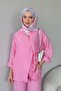 Women's Side Tie Button Shirt and Wide Leg Pants - 2