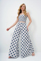 Women's Aviator Blue Waist Gimped Wide Leg Pants and Gimped Crop Bustier Suit Alc-X14058 - 4