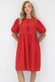 Women's Red Crew Neck Tie Detail Watermelon Sleeve Bidi Boy Poplin Dress Alc-X14222