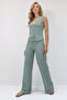 Green V-Neck Buttoned Vest and Trousers Set Alc-X13583 - 6