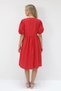 Women's Red Crew Neck Tie Detail Watermelon Sleeve Bidi Boy Poplin Dress Alc-X14222 - 5