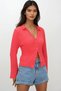 Women's Pomegranate Flower V-Neck Spanish Sleeve Seersucker Summer Shirt Alc-X13459 - 2